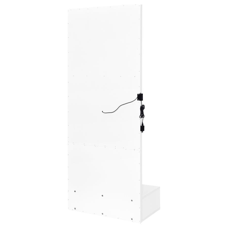 Spector 1-drawer Lighted Full-Length Floor Mirror White High Gloss / CS-960954